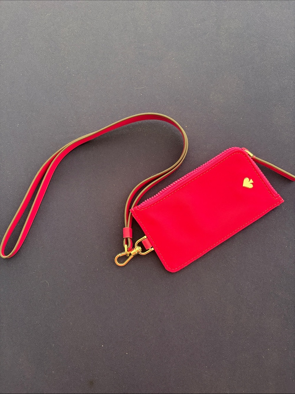 Hot pink Wristlet Card Holder with Gold Heart Accent